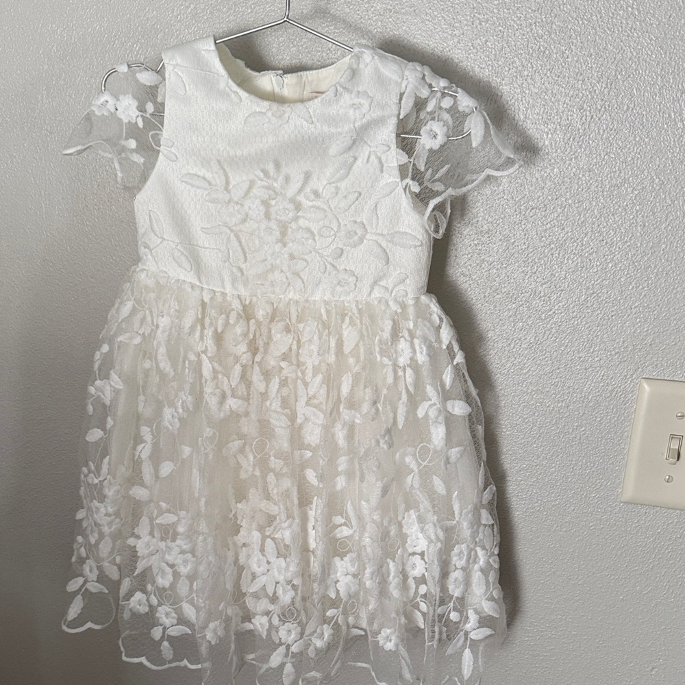 Ivory Floral Lace Party Dress for Girls
